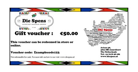 Die Spens Physical Gift Voucher - &euro;50