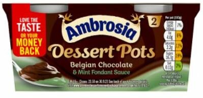 Ambrosia Dessert Pots  - Belgian Chocolate &amp; Mint Fondant Sauce - (UK)