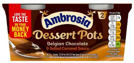 Ambrosia Dessert Pots  - Belgian Chocolate &amp; Salted Caramel Sauce - (UK)