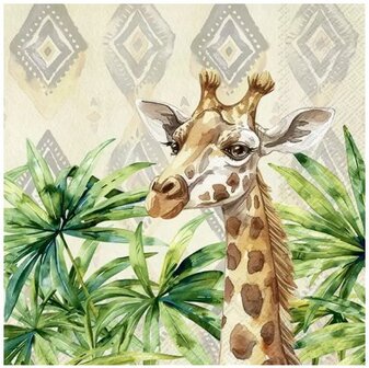 Giraffe Cream Napkin Set 33 x 33 cm
