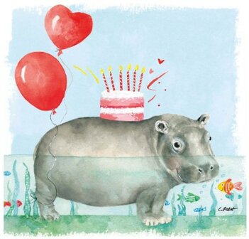 Happy Hippo Napkin Set 33 x 33 cm