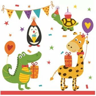 Cute Party Animals Napkin Set 33 x 33 cm