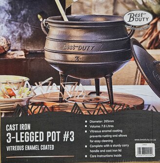 Best Duty [3-Leg] Nr.3 - Size 7.8L (Cast Iron) Vitreous enamel coating