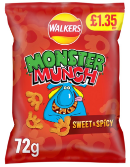 Walkers Monster Munch Sweet &amp; Spicy Flaming Hot - (UK)