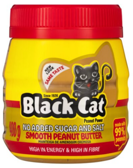 Black Cat Smooth Peanut Butter No Added Sugar &amp; Salt