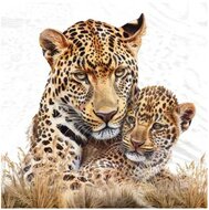 Leopard Mum & Cub Napkin Set 33 x 33 cm